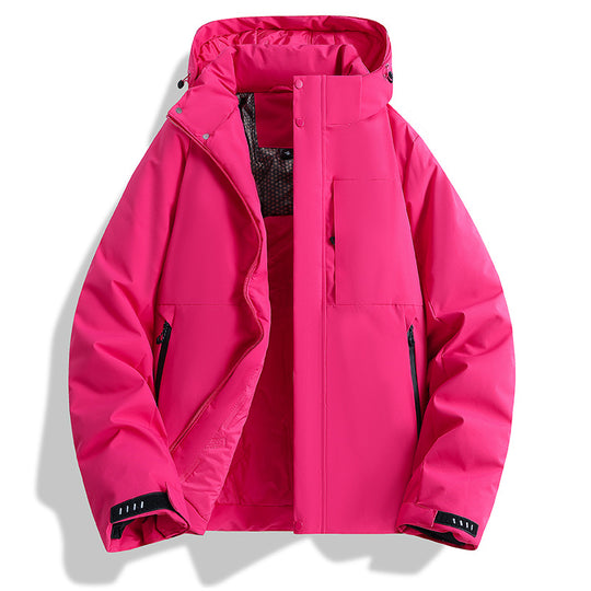 Damen wattierte Kapuzen-Outdoorjacke mit winddichter Membran und isolierendem Thermofutter EB
