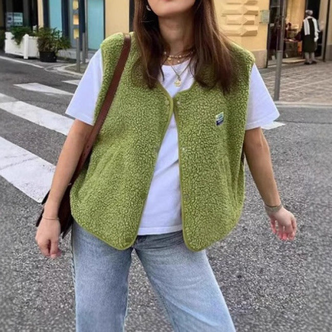Damen modische Weste mit Fleece-Futter und praktischen Taschen EB