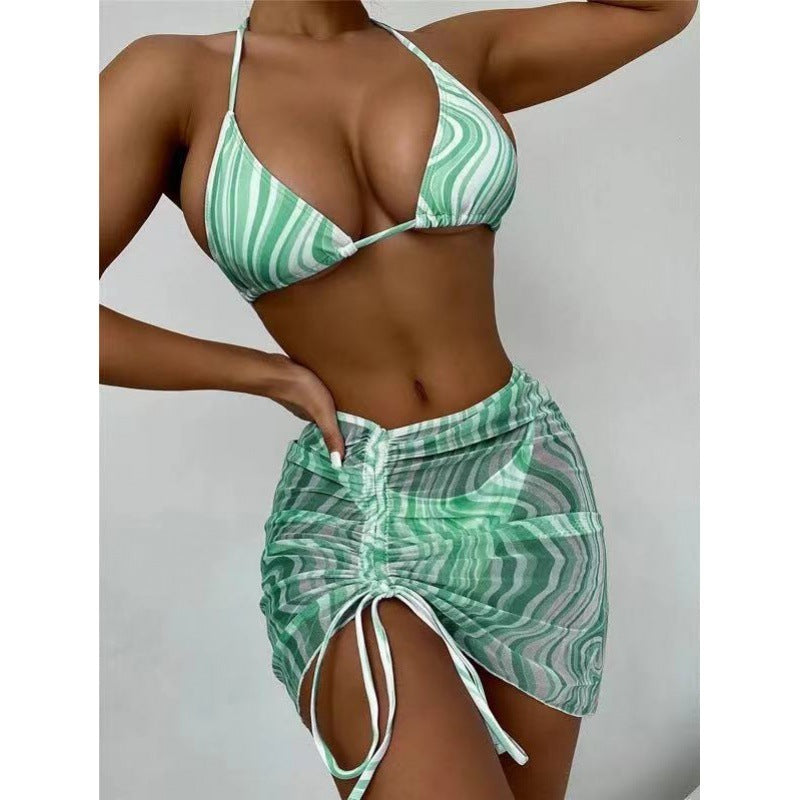 Damen Triangel-Bikini mit verstellbarem Wickelrock EB
