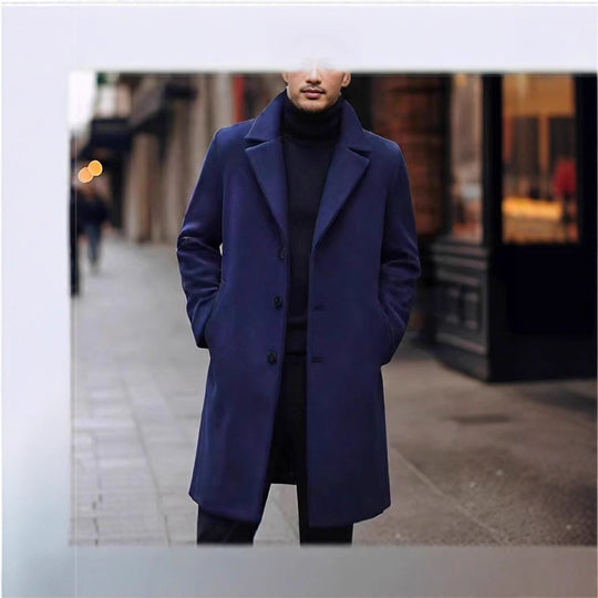 Herren nan eleganter Wollmixmantel mit Reverskragen und geradem Schnitt EB