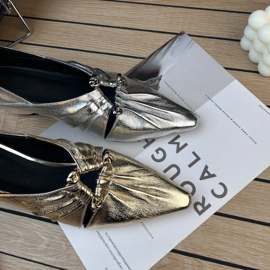 Damen elegante Ballerinas mit goldenen Akzenten und komfortablem Riemchen EB