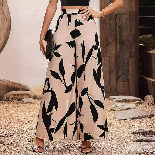 Damen Hochtaillierte Sommerhose mit floralem Druck EB