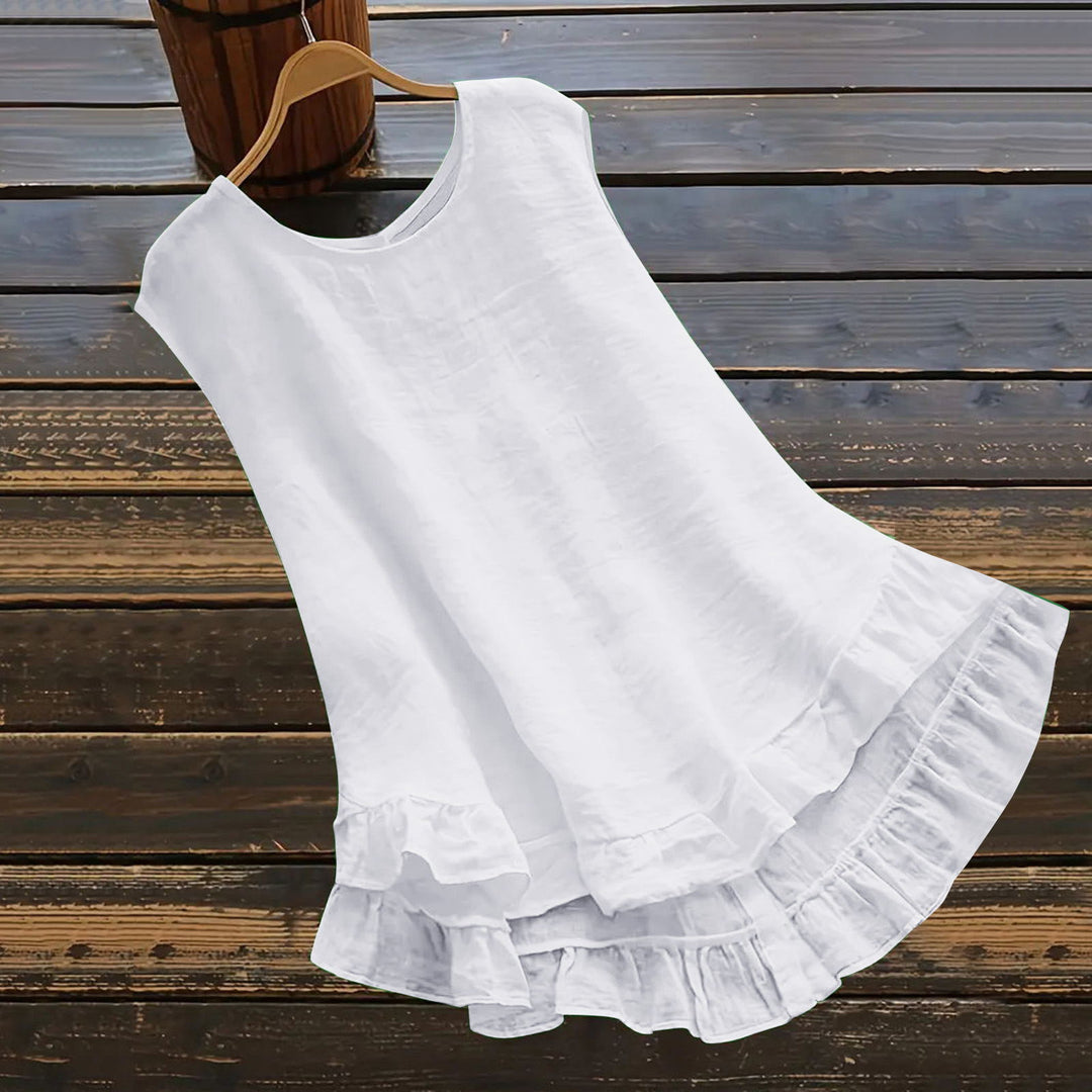 Damen Leichtes Sommerkleid aus atmungsaktivem Material mit Rüschendetails EB