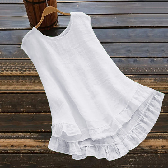 Damen Leichtes Sommerkleid aus atmungsaktivem Material mit Rüschendetails EB