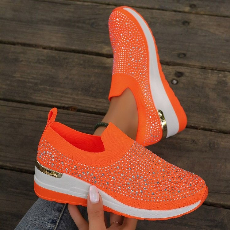 Damen Glitzernde Slip-On Sneakers mit atmungsaktivem Obermaterial und modischem Design EB