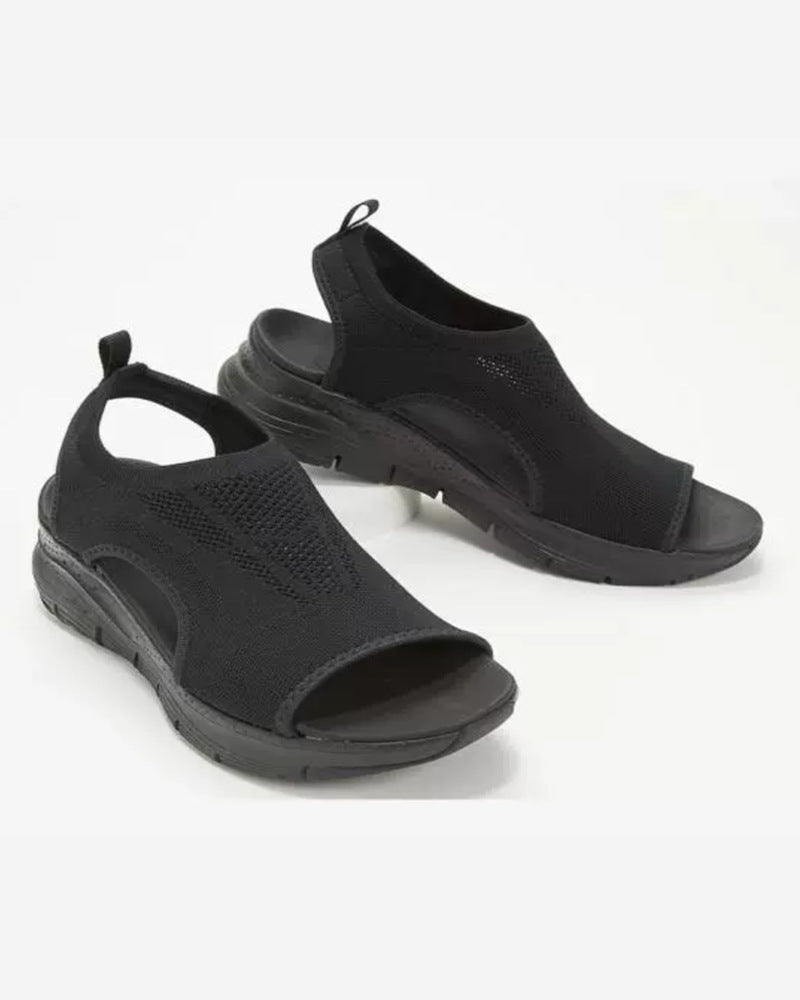 Damen Komfortable Sandaletten mit atmungsaktiver Strickoberfläche und ergonomischem Fußbett EB