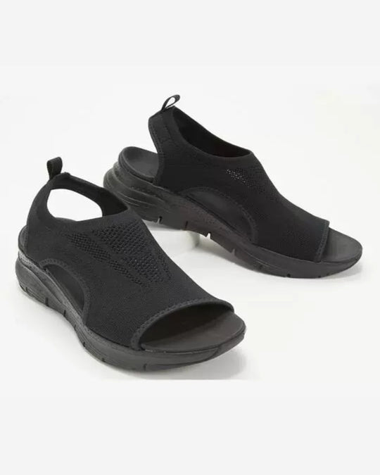 Damen Komfortable Sandaletten mit atmungsaktiver Strickoberfläche und ergonomischem Fußbett EB