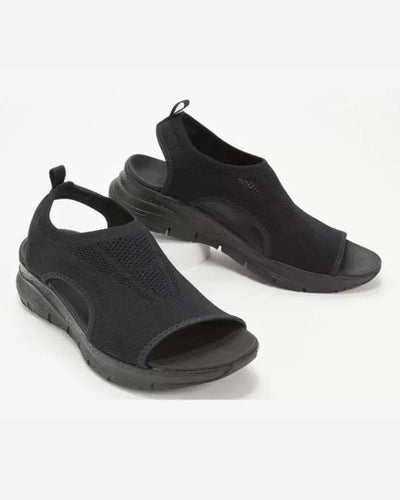 Damen Komfortable Sandaletten mit atmungsaktiver Strickoberfläche und ergonomischem Fußbett EB