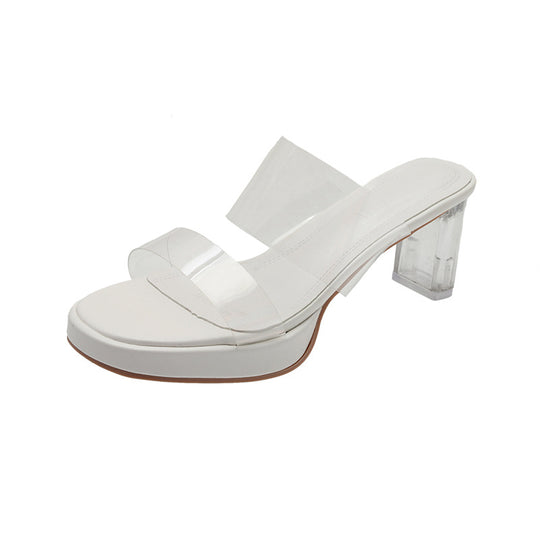 Damen transparente Mules mit blockiertem Absatz EB