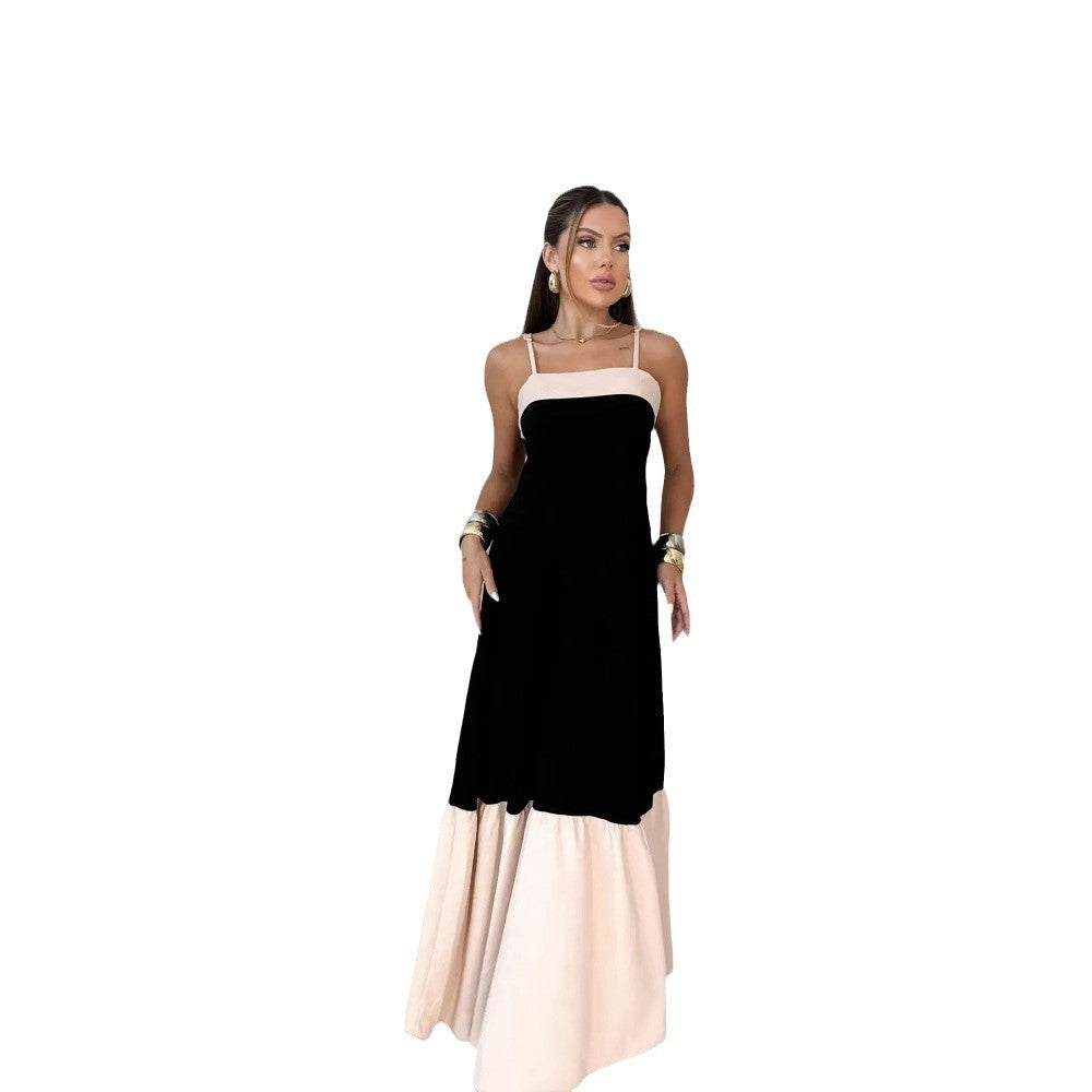 Damen Maxikleid aus hochwertiger Baumwolle mit kontrastierendem Saum EB