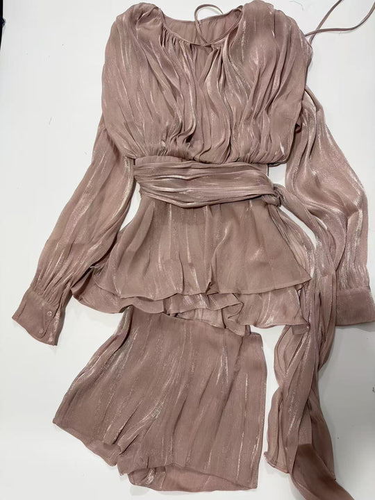 Damen Chiffon Minikleid mit eleganten Rüschendetails und verführerischem Wickeldesign R&B