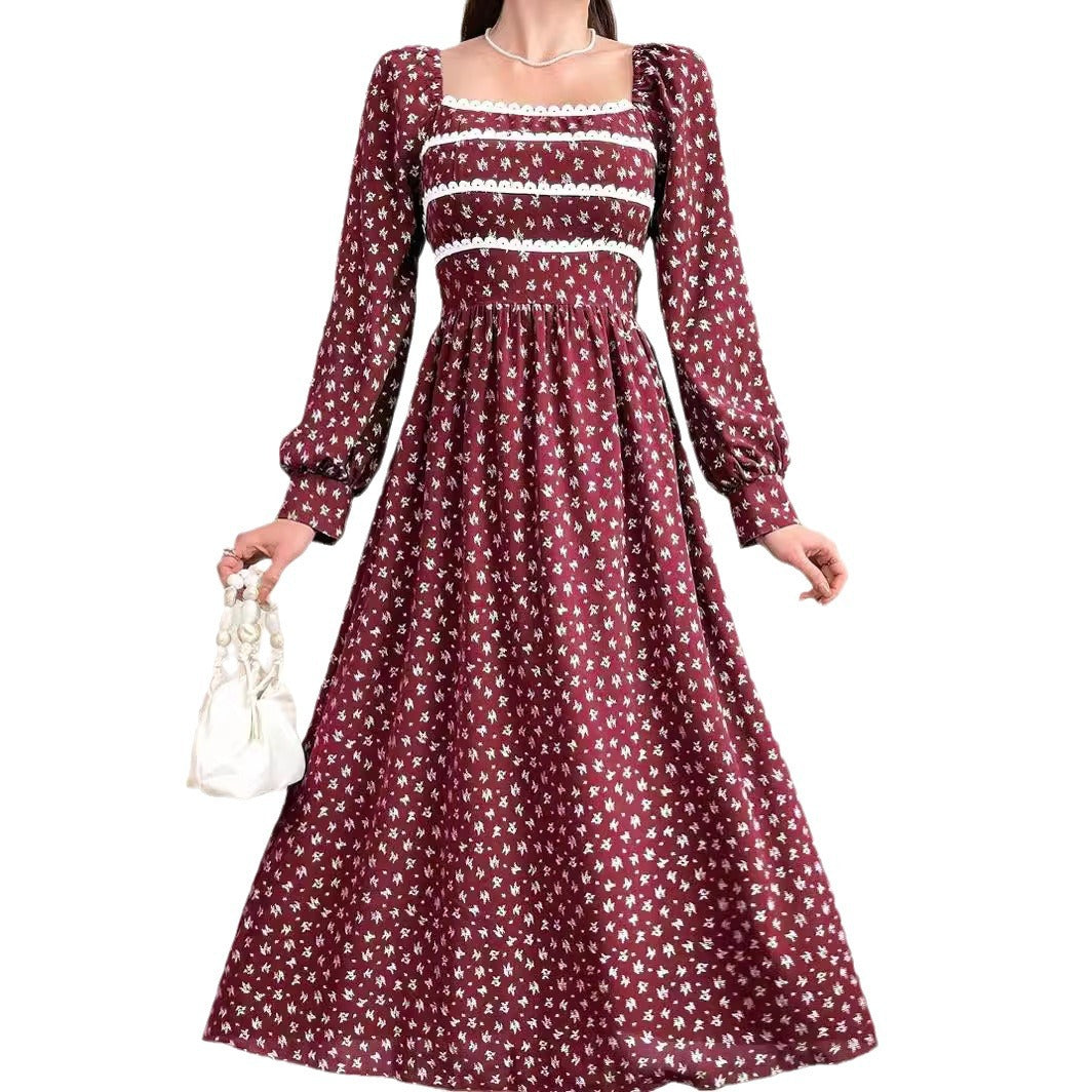 Damen Maxikleid mit Quadrat-Ausschnitt und Puffärmeln EB