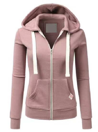 Damen sportliche Kapuzenjacke mit durchgehendem Reißverschluss und praktischen Taschen EB