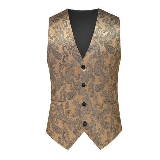 Herren nan feine Jacquard-Anzugweste mit V-Ausschnitt, Zierknöpfen und schmaler Silhouette EB