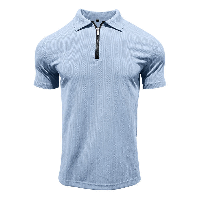 Herren Poloshirt mit modernem Reißverschluss und atmungsaktiver Struktur EB