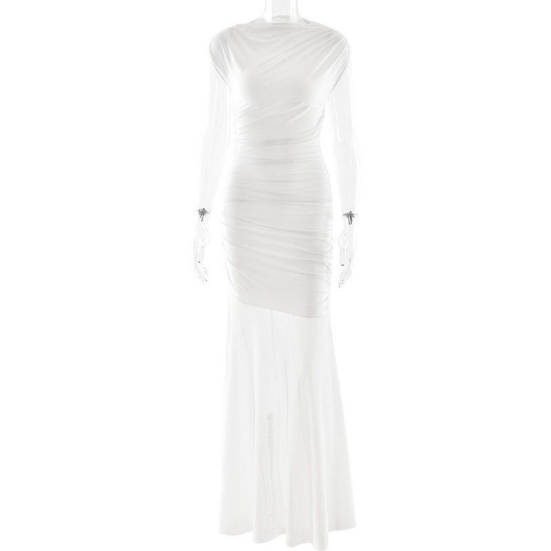 Damen Elegantes Abendkleid mit figurformenden Rüschen EB