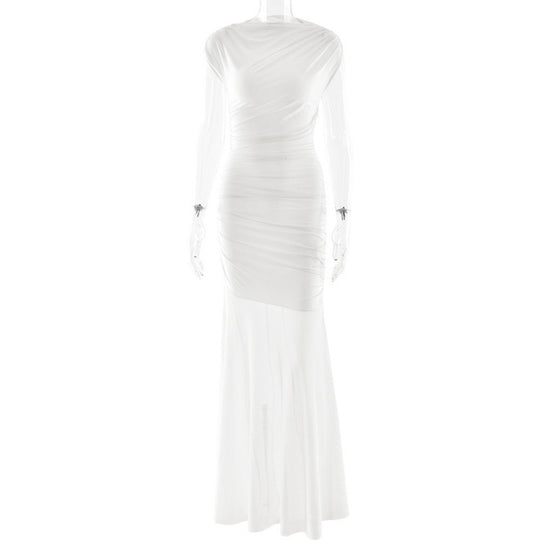 Damen Elegantes Abendkleid mit figurformenden Rüschen EB