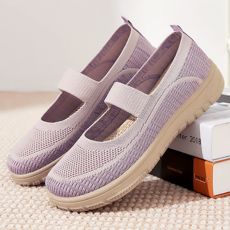 Damen Komfortable Slip-On Sneakers mit elastischem Riemen und atmungsaktivem Obermaterial EB