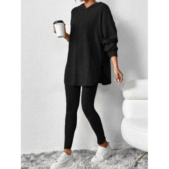 Damen Bequemes Lounge-Set mit Kapuze und schmalen Hosen EB