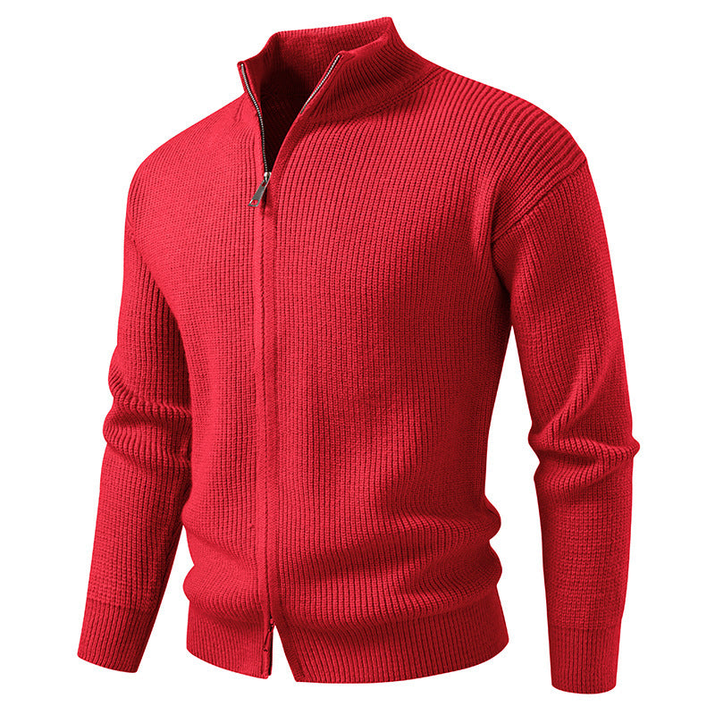 Herren Strickjacke mit Stehkragen und Reißverschluss EB