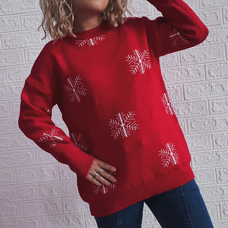 Damen Festlicher Pullover mit fröhlichem Glockenmotiv und lässigem Schnitt EB