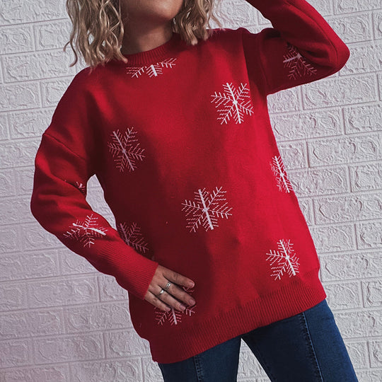 Damen Festlicher Pullover mit fröhlichem Glockenmotiv und lässigem Schnitt EB