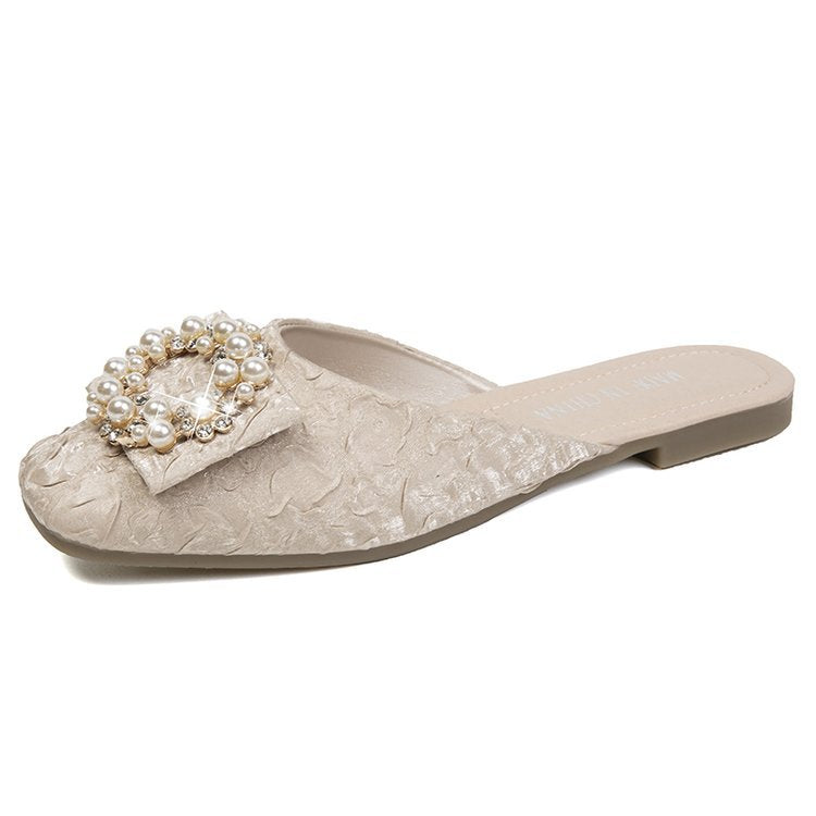 Damen elegante Mules mit Schmuckdetails EB