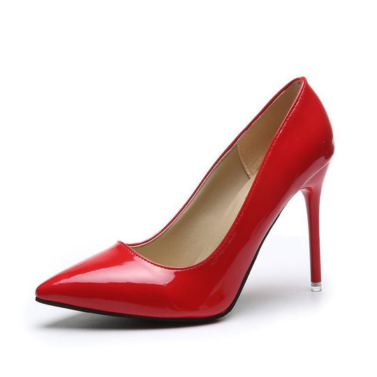 Damen elegante High Heels mit spitzem Zehenbereich und glanzvollem Finish EB