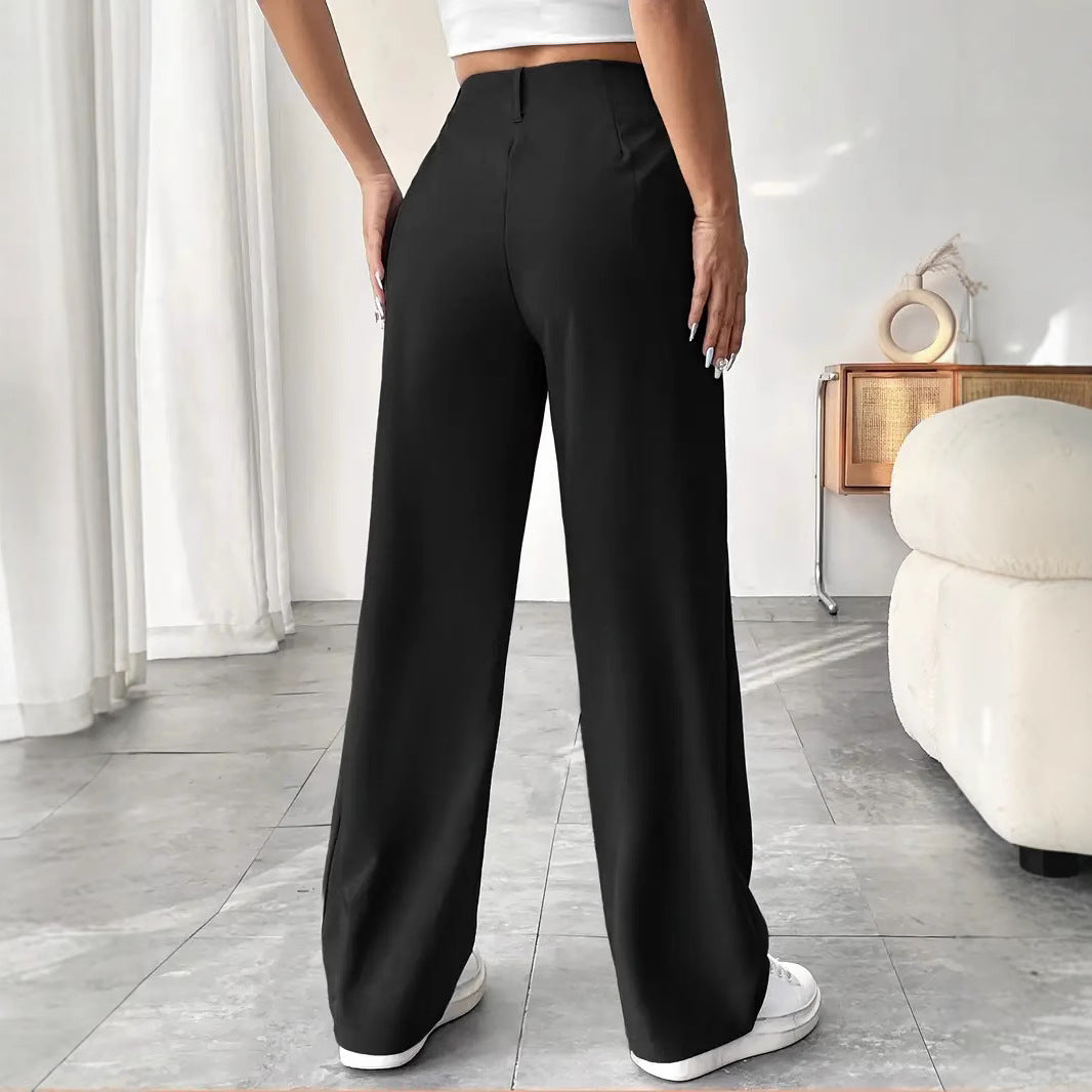 Damen Elegante Bundfaltenhose mit weitem Schnitt EB