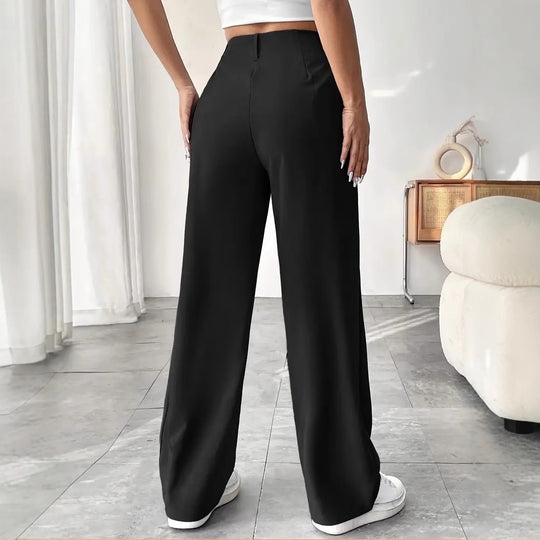 Damen Elegante Bundfaltenhose mit weitem Schnitt EB