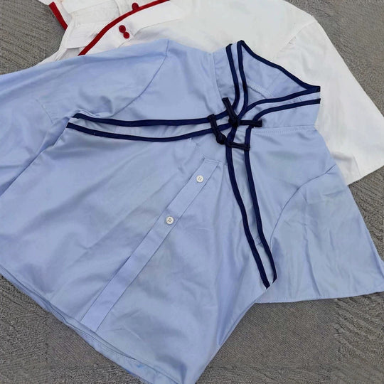 Damen Elegante Chiffon-Bluse mit Stehkragen und Rüschendetails EB