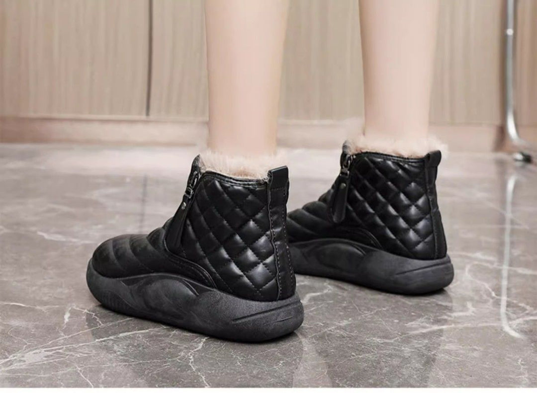Damen modische Winter-Sneaker mit kuscheligem Innenfutter und praktischem Reißverschluss EB