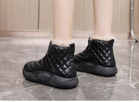 Damen modische Winter-Sneaker mit kuscheligem Innenfutter und praktischem Reißverschluss EB