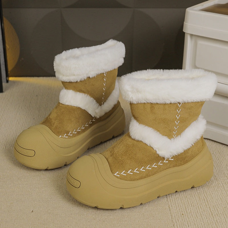 Damen gefütterte Winterboots mit hochwertigem Kunstfellkragen und rutschfester Sohle EB