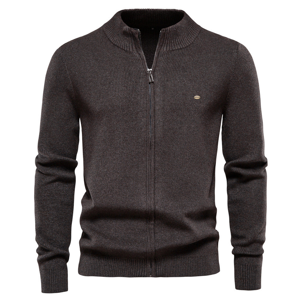 Herren Strickjacke mit modischem Stehkragen und Reißverschluss EB