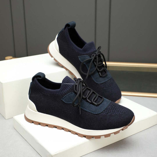 Damen Sportliche Strick-Sneaker mit atmungsaktiver Oberfläche und elastischem Schnürsystem EB