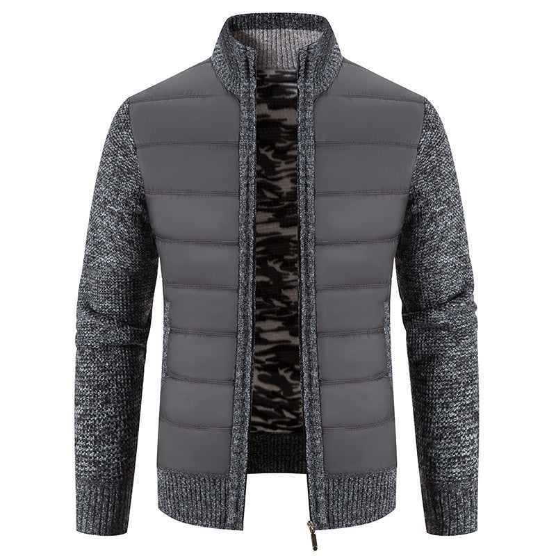 Herren hybride Steppjacke mit modischem Strickdesign EB
