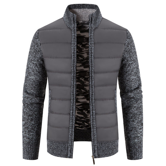 Herren hybride Steppjacke mit modischem Strickdesign EB