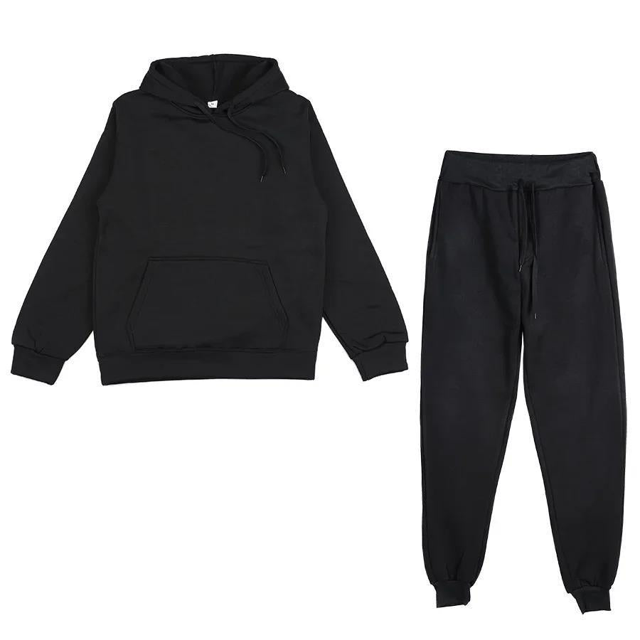Unisex weiches Lounge-Set mit Oversize-Hoodie, taillenhoher Jogginghose und geripptem Knöchelabschluss EB