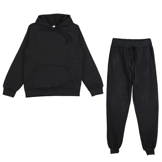 Unisex weiches Lounge-Set mit Oversize-Hoodie, taillenhoher Jogginghose und geripptem Knöchelabschluss EB