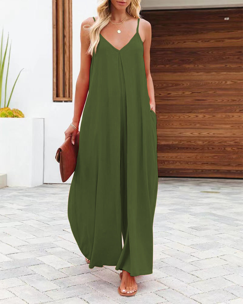 Damen Maxikleid mit v-ausschnitt und fließendem Schnitt EB