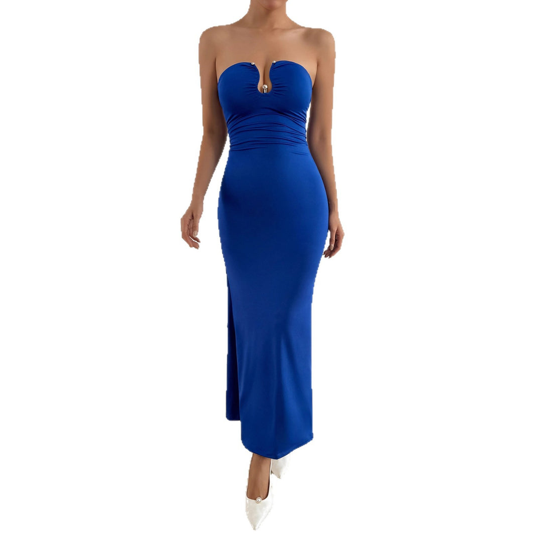 Damen Elegantes trägerloses Maxikleid mit raffiniertem Schlüssel-Ausschnitt und figurformendem Schnitt EB