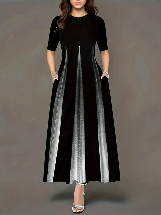 Damen Maxikleid mit elegantem Liniendesign und praktischen Seitentaschen EB