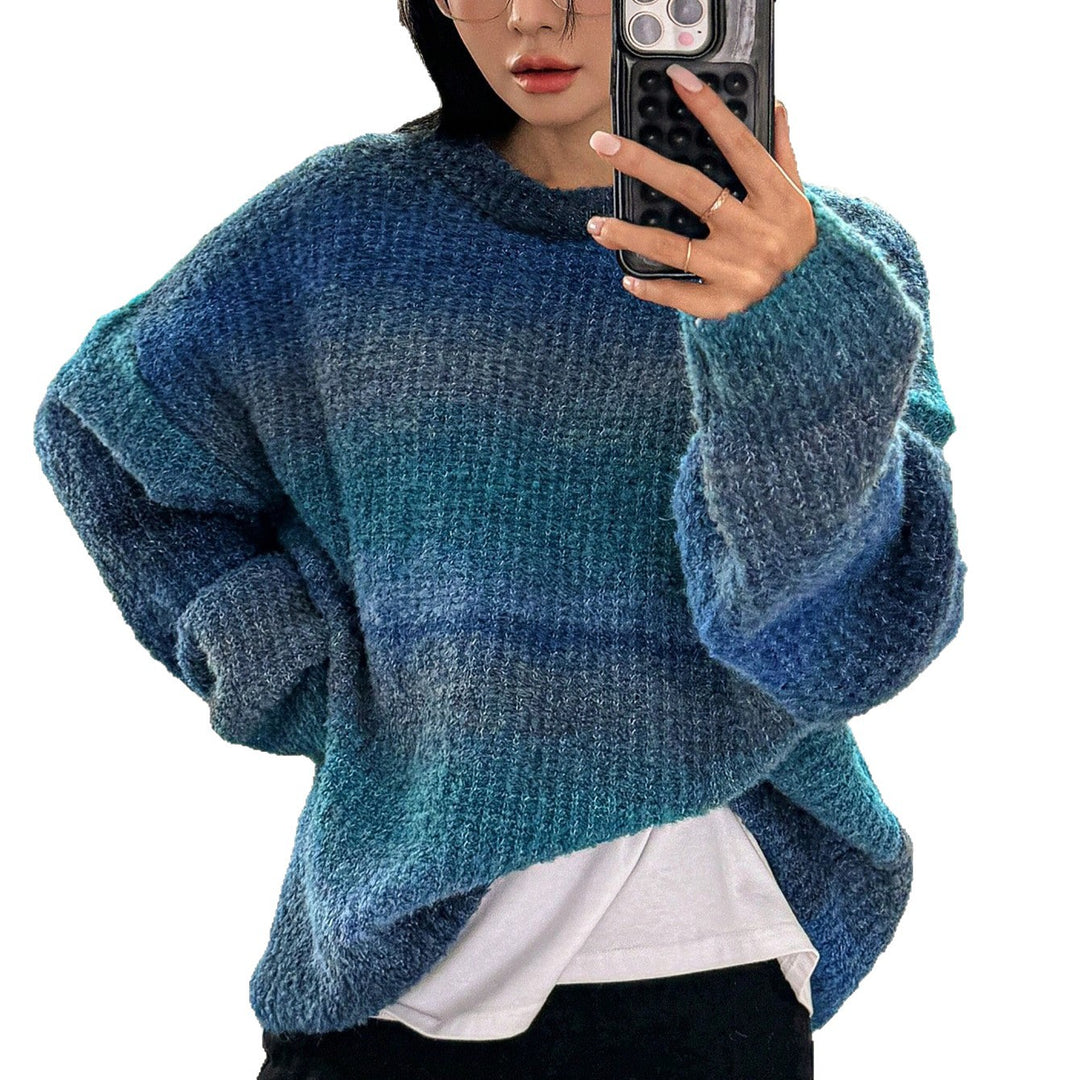Damen Flauschiger Pullover mit strukturiertem Farbverlauf und weitem Schnitt EB