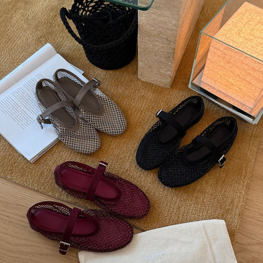 Damen Modische und atmungsaktive Ballerinas mit verstellbarem Riemchen EB