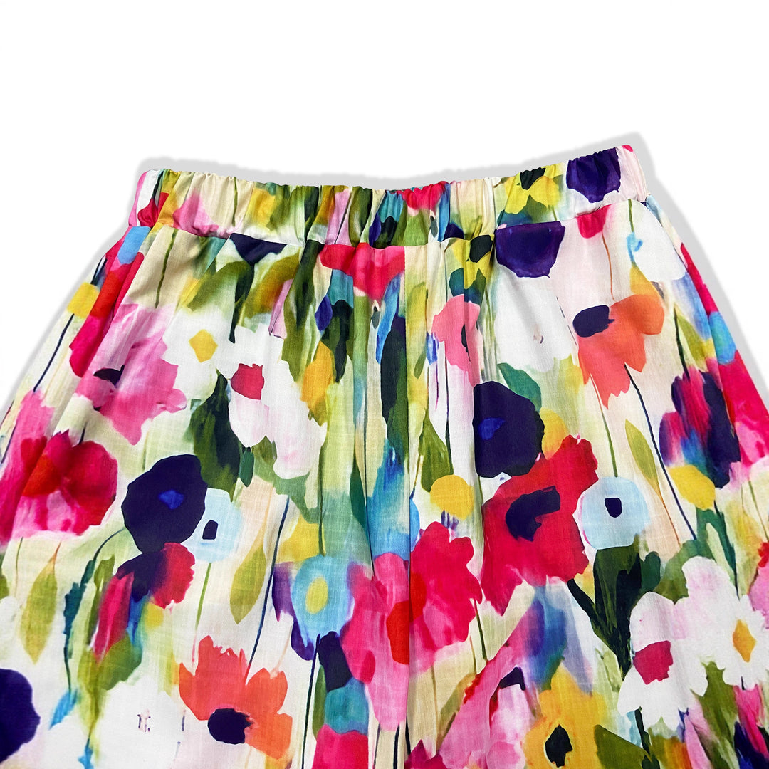 Damen Weite Sommerhose mit floralem Design und praktischen Taschen EB