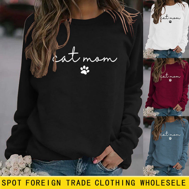 Damen Sweatshirt mit kreativem Katzenmama-Design EB