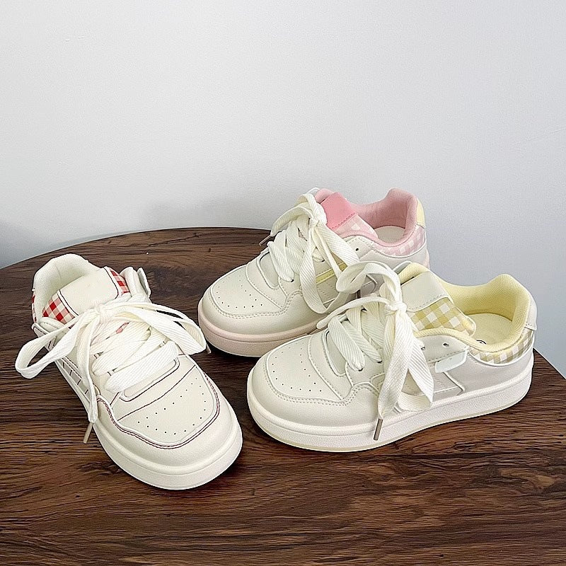 Damen Modische Sneakers mit klassischen Karomuster und dämpfender Sohle EB