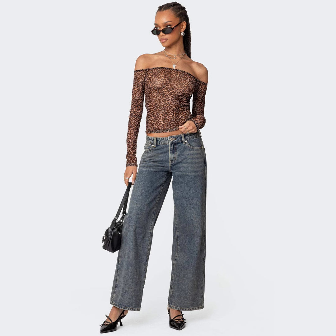 Damen Weite Jeans mit hohem Bund und lässigem Schnitt EB