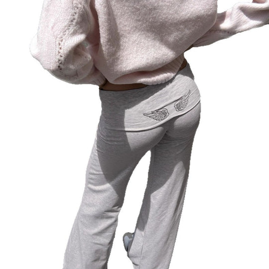Damen nan weite Palazzohose mit Umschlagbund aus elastischem Viskosejersey EB